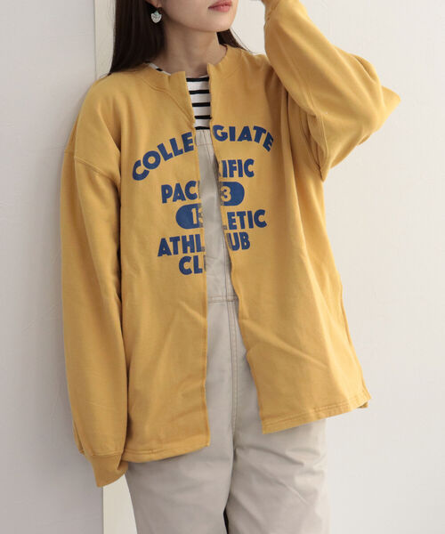 FREDY&GLOSTER（フレディアンドグロスター）の「【Collegiate Pacific/カレッジエイトパシフィック】Sweatshirts Cardigan スウェット カーディガン（スウェット・レディース・ライトグレー/イエロー/キナリ・MEDIUM）」の6枚目の写真