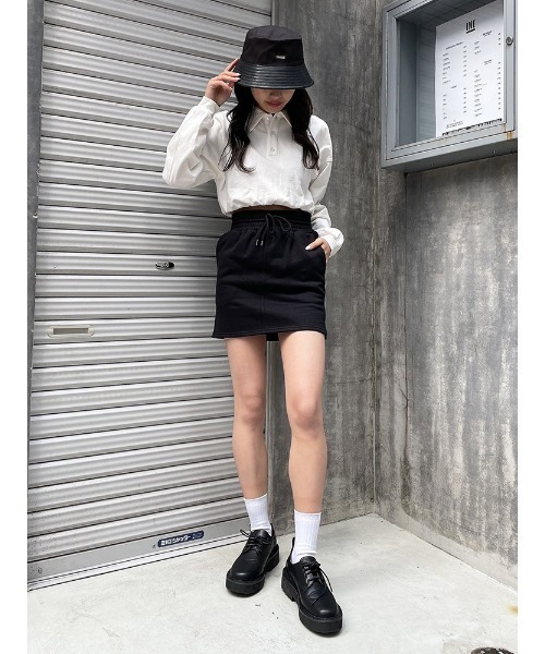 ENVYM（アンビー）の「ＨＷスエットスカート（スカート・レディース・ブラック/ホワイト/グレー・FREE）」の4枚目の写真