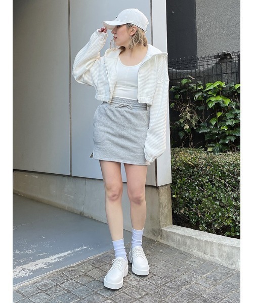 ENVYM（アンビー）の「ＨＷスエットスカート（スカート・レディース・ブラック/ホワイト/グレー・FREE）」の7枚目の写真