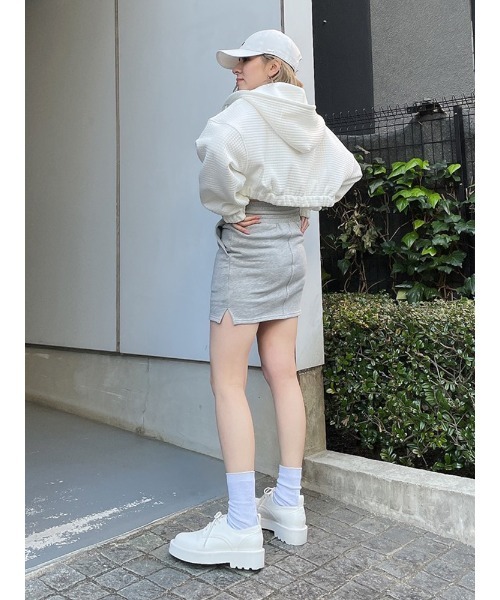 ENVYM（アンビー）の「ＨＷスエットスカート（スカート・レディース・ブラック/ホワイト/グレー・FREE）」の8枚目の写真