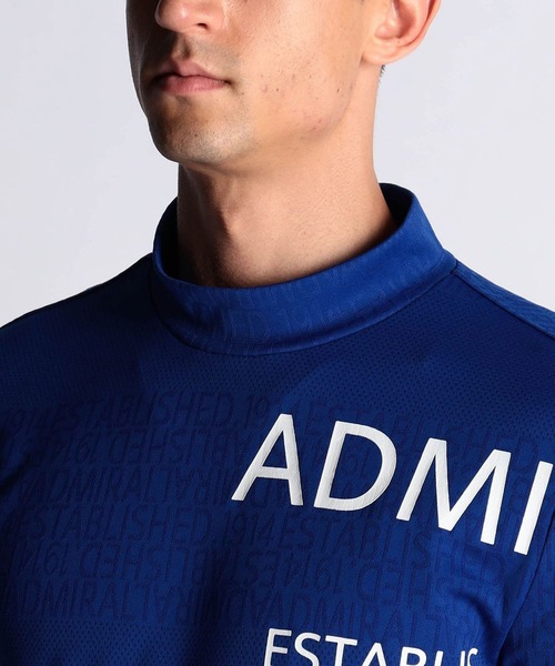 NICOLE CLUB FOR MEN（ニコルクラブフォーメン）の「Ａｄｍｉｒａｌ別注ロゴボ－ダ－ジャカ－ドモックネックシャツ（Tシャツ/カットソー・メンズ・ホワイト/ブラック/ネイビー/ロイヤルブルー・MEDIUM/LARGE/X-LARGE/XX-LARGE）」の15枚目の写真