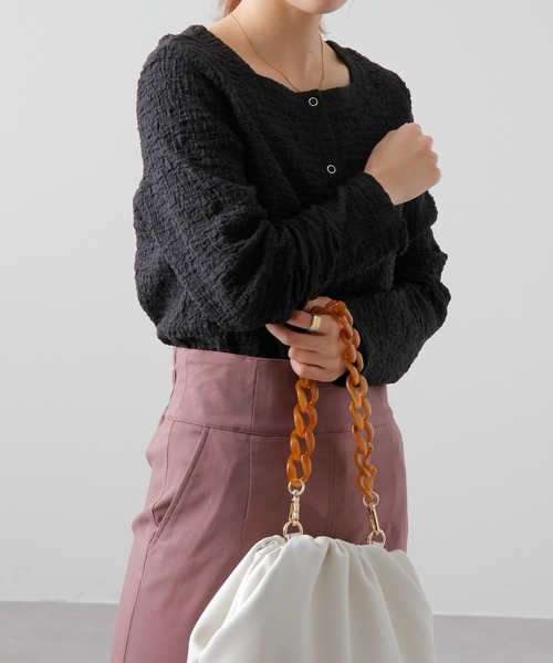 COLONY 2139（コロニートゥーワンスリーナイン）の「シャーリング2WAY長袖トップス（シャツ/ブラウス・レディース・ブラック/オフホワイト/イエロー・FREE）」の10枚目の写真