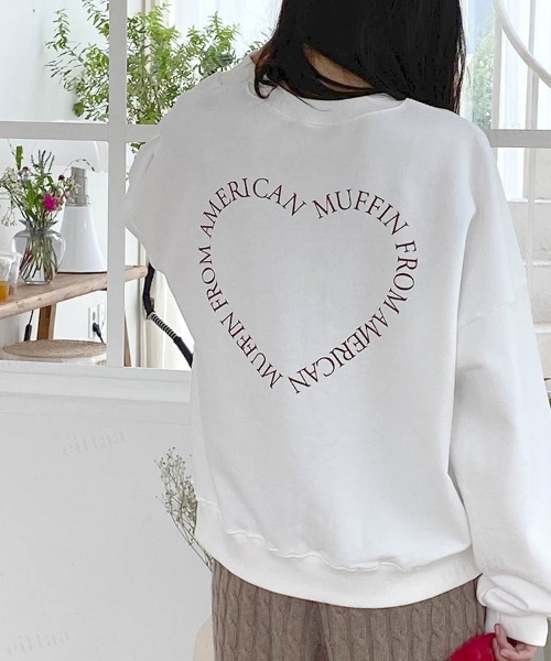 韓国ファッションハートロゴオーバーサイズスウェット（スウェット