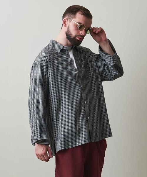 Steven Alan(スティーブンアラン)の「<Steven Alan> GINGHAM CHECK REGULAR COLLAR BOX SHIRT-LOOSE/シャツ(シャツ/ブラウス・メンズ・ダークグリーン/ネイビー・S/M/L/XL)」の9枚目の写真