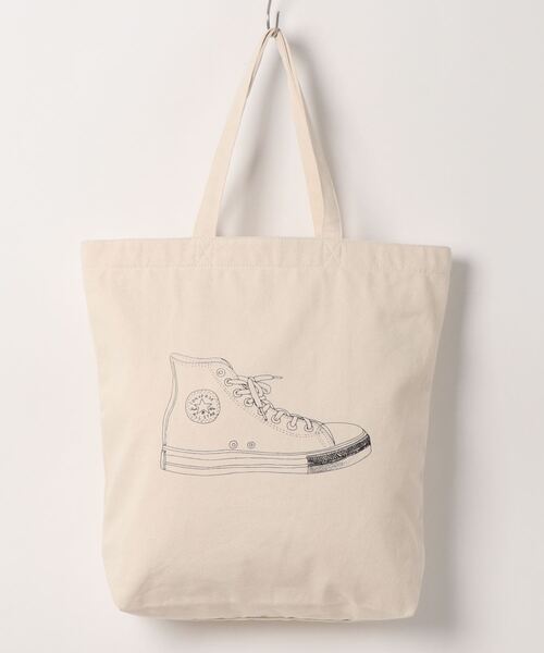 CONVERSE（コンバース）の「CONVERSE/コンバース/CANVAS SNEAKERS PRINT TOTE BAG 70040300（トートバッグ・レディース・オフホワイト/ラベンダー・ONESIZE）」の2枚目の写真
