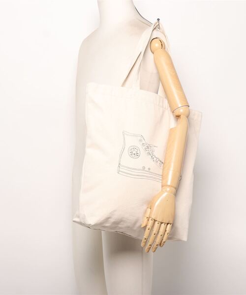 CONVERSE（コンバース）の「CONVERSE/コンバース/CANVAS SNEAKERS PRINT TOTE BAG 70040300（トートバッグ・レディース・オフホワイト/ラベンダー・ONESIZE）」の6枚目の写真