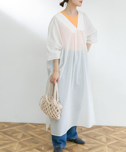 UR Lab.（アーバンリサーチラボ）の「カフタンワンピース（ワンピース・レディース・ブラック/オフホワイト/グリーン系その他・FREE）」の9枚目の写真