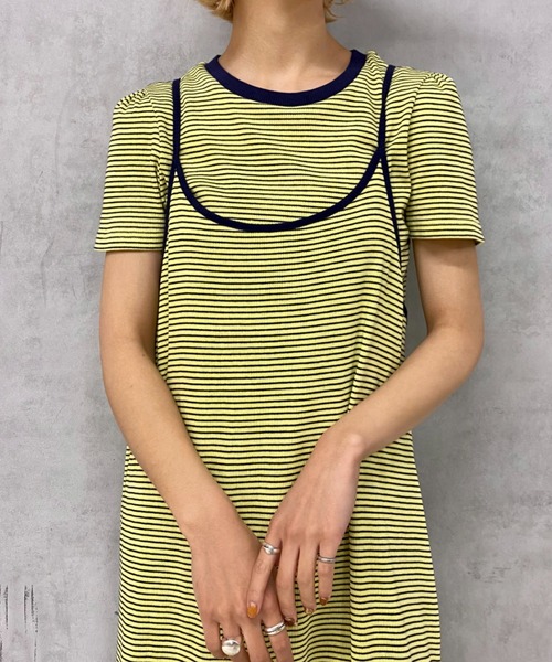 HELLO.SANFRANCISCO(ハローサンフランシスコ)の「【HELLO.SANFRANCISCO/ハローサンフランシスコ】 Tee付きボーダーキャミワンピース(ワンピース・レディース・イエロー/オレンジ/ブルー/ピンク/レモンイエロー/グリーン/サーモンピンク・FREE)」の14枚目の写真