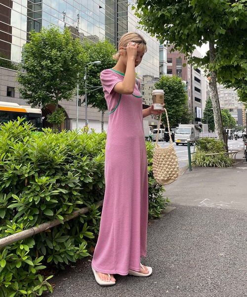 HELLO.SANFRANCISCO(ハローサンフランシスコ)の「【HELLO.SANFRANCISCO/ハローサンフランシスコ】 Tee付きボーダーキャミワンピース(ワンピース・レディース・イエロー/オレンジ/ブルー/ピンク/レモンイエロー/グリーン/サーモンピンク・FREE)」の10枚目の写真