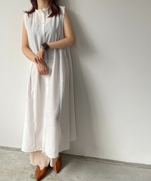 スラブジョーゼットギャザーワンピース