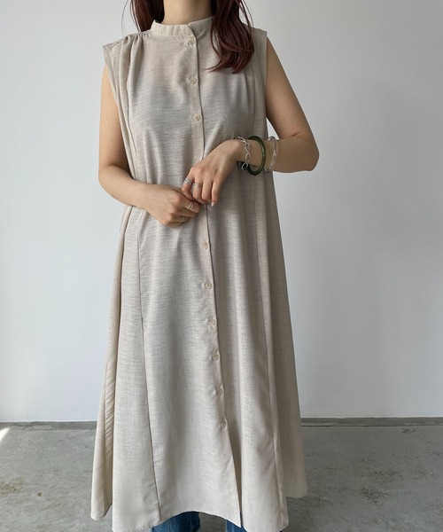 210nouve（トゥージュヌーブ）の「スラブジョーゼットギャザーワンピース（ワンピース・レディース・ホワイト/ベージュ/ブラック/グリーン・FREE）」の16枚目の写真