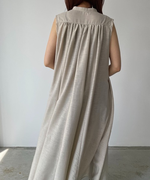210nouve（トゥージュヌーブ）の「スラブジョーゼットギャザーワンピース（ワンピース・レディース・ホワイト/ベージュ/ブラック/グリーン・FREE）」の18枚目の写真