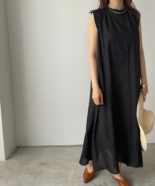 210nouve（トゥージュヌーブ）の「スラブジョーゼットギャザーワンピース（ワンピース・レディース・ホワイト/ベージュ/ブラック/グリーン・FREE）」の19枚目の写真