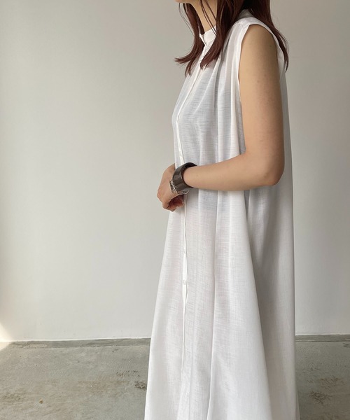 210nouve（トゥージュヌーブ）の「スラブジョーゼットギャザーワンピース（ワンピース・レディース・ホワイト/ベージュ/ブラック/グリーン・FREE）」の10枚目の写真