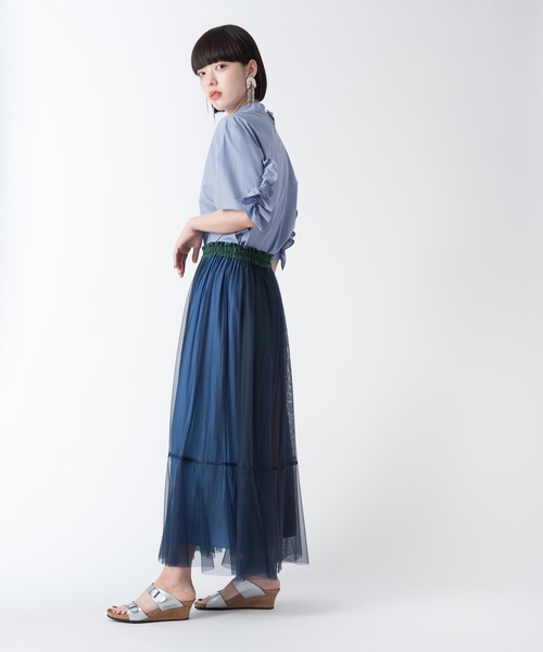 La SRIC（ラスリック）の「La SRIC / 3配色チュールSK（スカート・レディース・ブラック/ネイビー/ピンク/グリーン・38）」の5枚目の写真