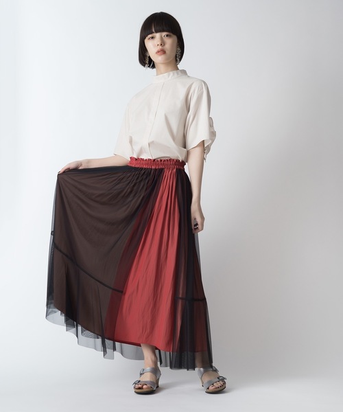 La SRIC（ラスリック）の「La SRIC / 3配色チュールSK（スカート・レディース・ブラック/ネイビー/ピンク/グリーン・38）」の6枚目の写真