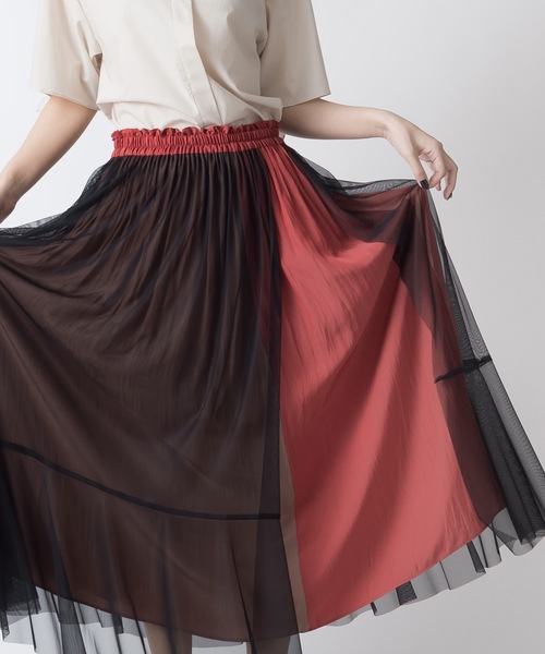 La SRIC（ラスリック）の「La SRIC / 3配色チュールSK（スカート・レディース・ブラック/ネイビー/ピンク/グリーン・38）」の14枚目の写真