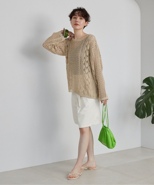 Doux archives(ドゥアルシーヴ)の「チノストレッチハーフパンツ(チノパンツ・レディース・ネイビー/オフホワイト/キャメル・SMALL/MEDIUM)」の7枚目の写真