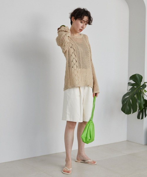 Doux archives(ドゥアルシーヴ)の「チノストレッチハーフパンツ(チノパンツ・レディース・ネイビー/オフホワイト/キャメル・SMALL/MEDIUM)」の8枚目の写真