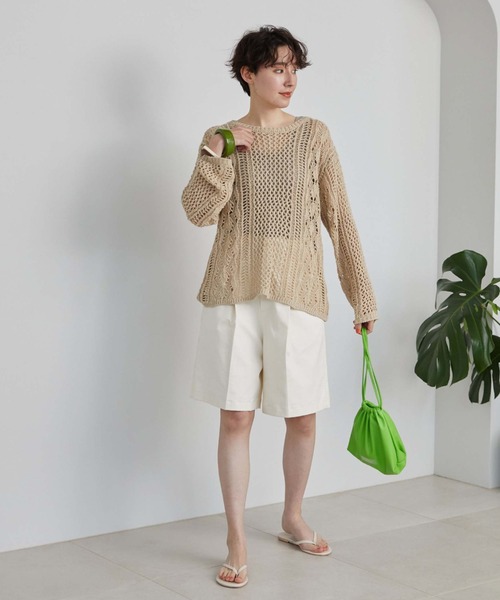 Doux archives(ドゥアルシーヴ)の「チノストレッチハーフパンツ(チノパンツ・レディース・ネイビー/オフホワイト/キャメル・SMALL/MEDIUM)」の6枚目の写真