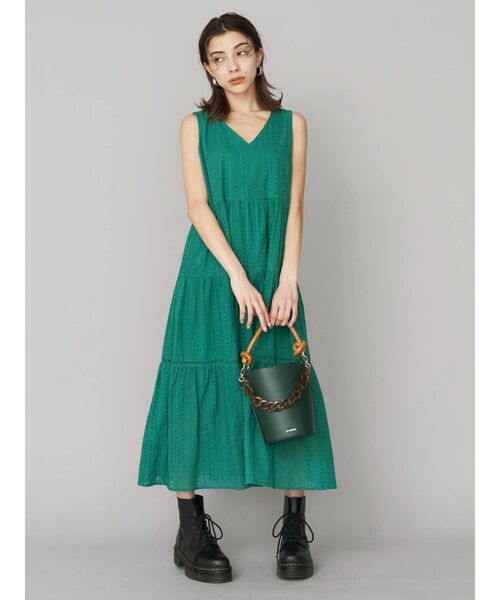 EVRIS（エヴリス）の「コットンレースティアードワンピ（ワンピース・レディース・ホワイト/ブラック/グリーン・FREE）」の4枚目の写真