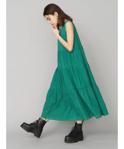 EVRIS（エヴリス）の「コットンレースティアードワンピ（ワンピース・レディース・ホワイト/ブラック/グリーン・FREE）」の7枚目の写真
