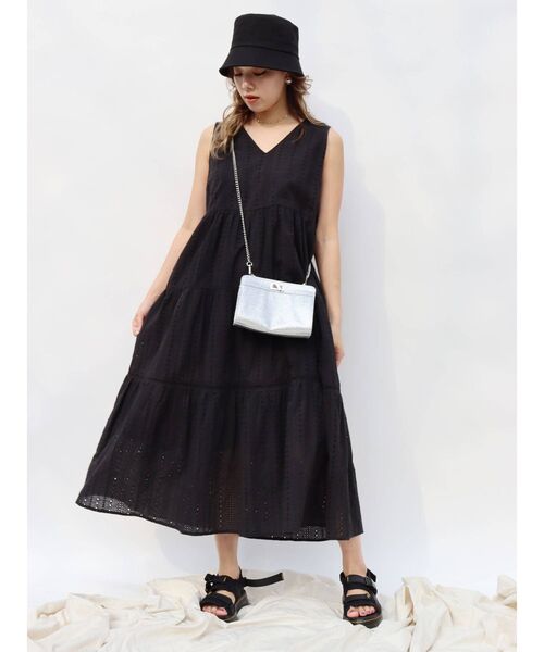 EVRIS（エヴリス）の「コットンレースティアードワンピ（ワンピース・レディース・ホワイト/ブラック/グリーン・FREE）」の12枚目の写真