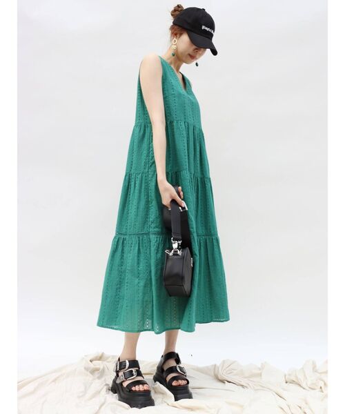 EVRIS（エヴリス）の「コットンレースティアードワンピ（ワンピース・レディース・ホワイト/ブラック/グリーン・FREE）」の17枚目の写真
