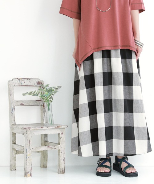 osharewalker（オシャレウォーカー）の「【廃盤】『ブロックチェックフレアスカート』（スカート・レディース・グリーン/ブラック・FREE）」の14枚目の写真