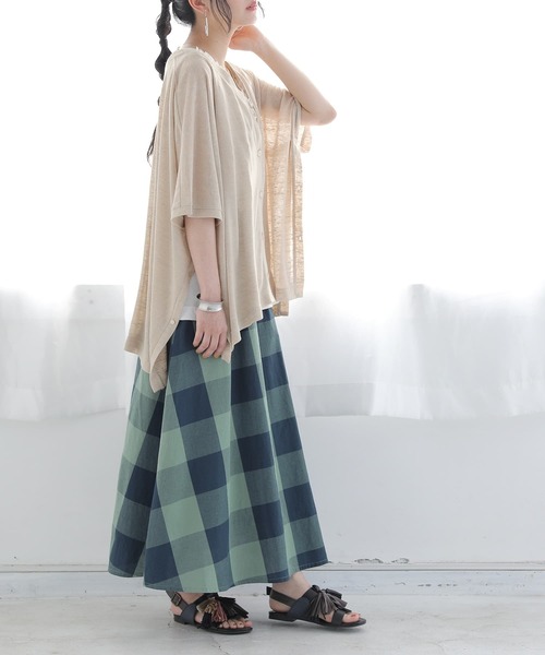 osharewalker（オシャレウォーカー）の「【廃盤】『ブロックチェックフレアスカート』（スカート・レディース・グリーン/ブラック・FREE）」の7枚目の写真