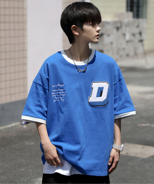 neos（ネオス）の「【neos -addictive design-】ルーズシルエット サガラ刺繍 ロゴ ハーフスリーブ リンガー Tシャツ（Tシャツ/カットソー・メンズ・ブラック/オレンジ/ブルー/グリーン・MEDIUM/LARGE）」の3枚目の写真