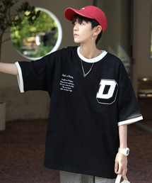 neos | 【neos -addictive design-】ルーズシルエット サガラ刺繍 ロゴ ハーフスリーブ リンガー Tシャツ(Tシャツ/カットソー)