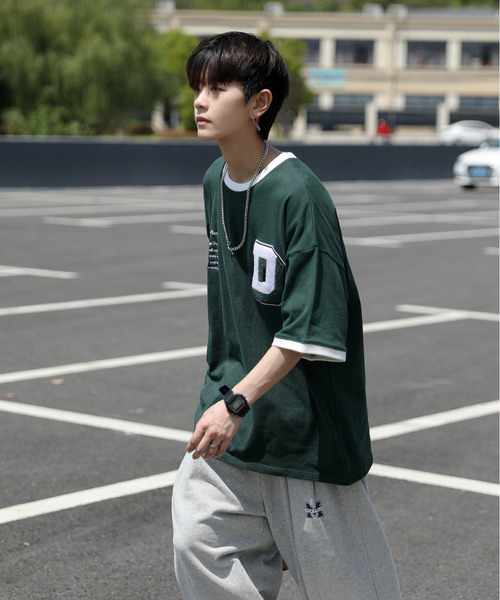 neos（ネオス）の「【neos -addictive design-】ルーズシルエット サガラ刺繍 ロゴ ハーフスリーブ リンガー Tシャツ（Tシャツ/カットソー・メンズ・ブラック/オレンジ/ブルー/グリーン・MEDIUM/LARGE）」の7枚目の写真