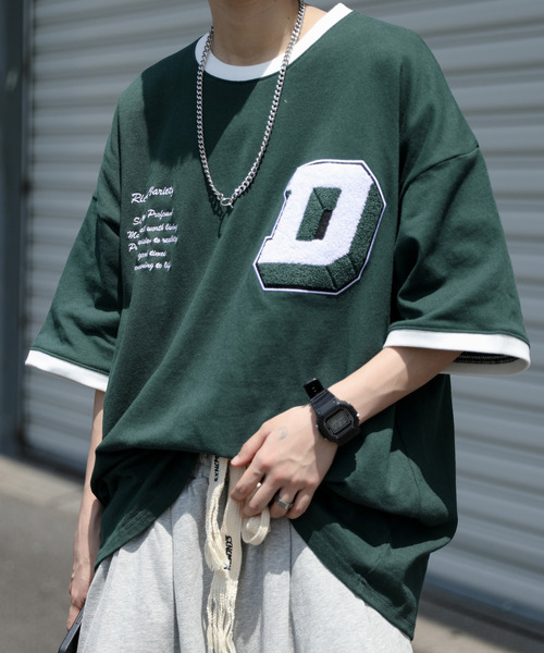 neos（ネオス）の「【neos -addictive design-】ルーズシルエット サガラ刺繍 ロゴ ハーフスリーブ リンガー Tシャツ（Tシャツ/カットソー・メンズ・ブラック/オレンジ/ブルー/グリーン・MEDIUM/LARGE）」の9枚目の写真