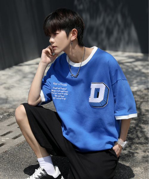 neos（ネオス）の「【neos -addictive design-】ルーズシルエット サガラ刺繍 ロゴ ハーフスリーブ リンガー Tシャツ（Tシャツ/カットソー・メンズ・ブラック/オレンジ/ブルー/グリーン・MEDIUM/LARGE）」の18枚目の写真