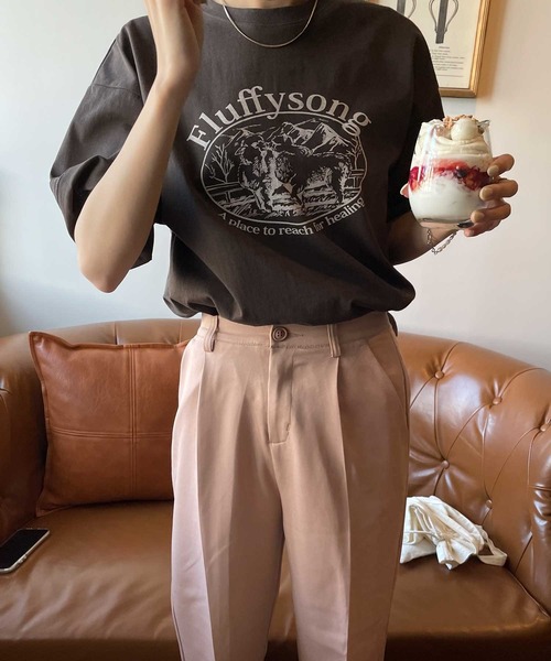 Chillfar(チルファー)の「アソートヴィンテージTシャツ/コットン100%(Tシャツ/カットソー・レディース・ホワイト/ネイビー/クリーム/オートミール/チャコール/グレー系/グレー系1/ベージュ系/アイボリー系/アイボリー系1/アイボリー系2・FREE)」の21枚目の写真