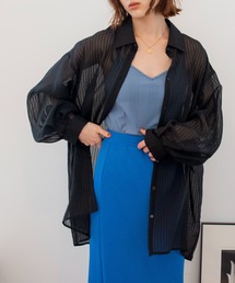 ANGIE | シアーストライプオーバーシャツ(シャツ/ブラウス)