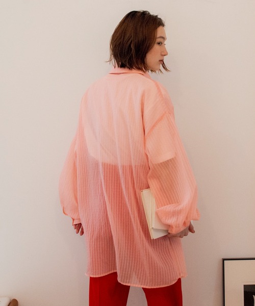 ANGIE(アンジー)の「シアーストライプオーバーシャツ(シャツ/ブラウス・レディース・ブラック/ピンク/ライム/アイボリー・FREE)」の20枚目の写真