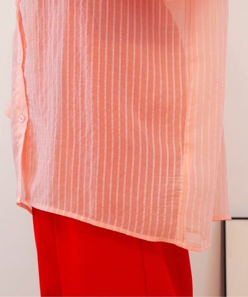 ANGIE(アンジー)の「シアーストライプオーバーシャツ(シャツ/ブラウス・レディース・ブラック/ピンク/ライム/アイボリー・FREE)」の12枚目の写真