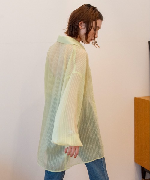 ANGIE(アンジー)の「シアーストライプオーバーシャツ(シャツ/ブラウス・レディース・ブラック/ピンク/ライム/アイボリー・FREE)」の17枚目の写真