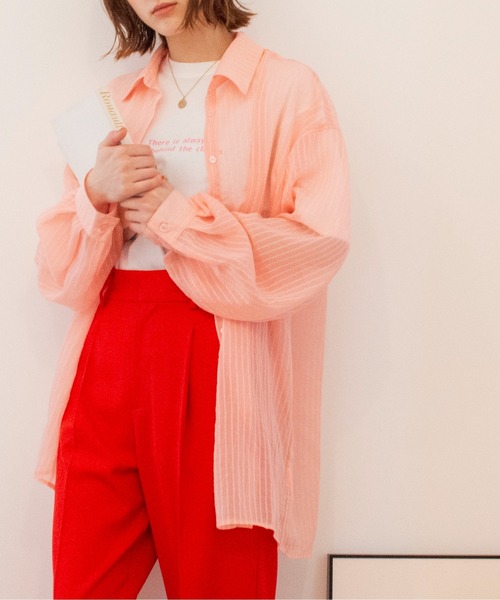 OZZON - 美品⭐︎ストライプシャツ　赤 OZZON - 美品⭐︎ストライプシャツ 赤の通販 by shop