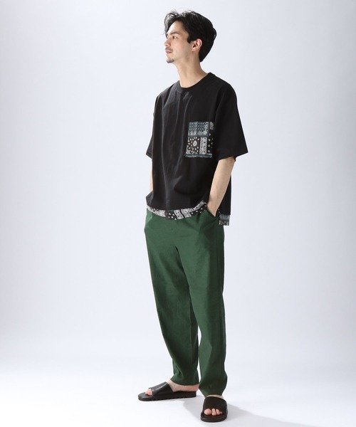 niko and...（ニコアンド）の「裾バンダナ切り替えTシャツ（Tシャツ/カットソー・メンズ・ブラック/ネイビー/オフホワイト・MEDIUM/LARGE）」の11枚目の写真