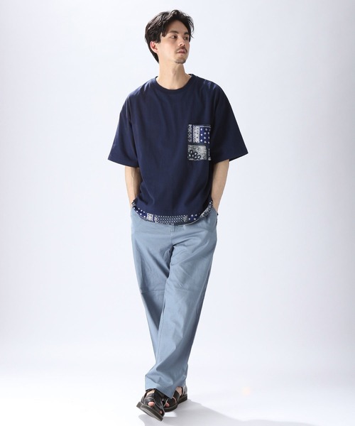 niko and...（ニコアンド）の「裾バンダナ切り替えTシャツ（Tシャツ/カットソー・メンズ・ブラック/ネイビー/オフホワイト・MEDIUM/LARGE）」の12枚目の写真