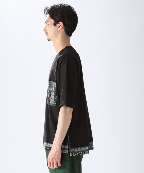 niko and...（ニコアンド）の「裾バンダナ切り替えTシャツ（Tシャツ/カットソー・メンズ・ブラック/ネイビー/オフホワイト・MEDIUM/LARGE）」の14枚目の写真