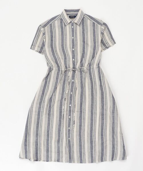 【極美品】ポロ ルフローレン 半袖 シャツワンピース シャツドレス ストライプ 極美品】ポロ ルフローレン 半袖 シャツワンピース シャツドレス