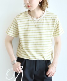 クルーネックリンガーボーダー半袖Tシャツ