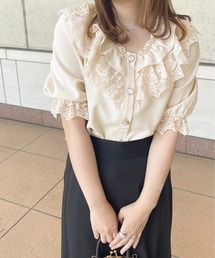 パールボタンフリルレースブラウス【ZOZOTOWN限定アイテム】