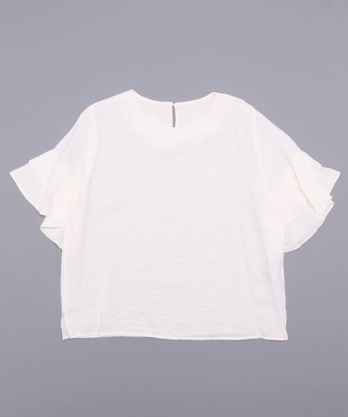 Q（キュー）の「袖フリルブラウス（シャツ/ブラウス・レディース・アイボリー/ラベンダー・MEDIUM）」の4枚目の写真