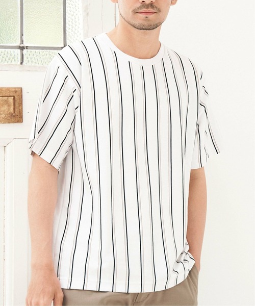 関税送料無料 ストライプクルーネックTシャツ ikka（イッカ）の「ストライプクルーネックTシャツ（Tシャツ