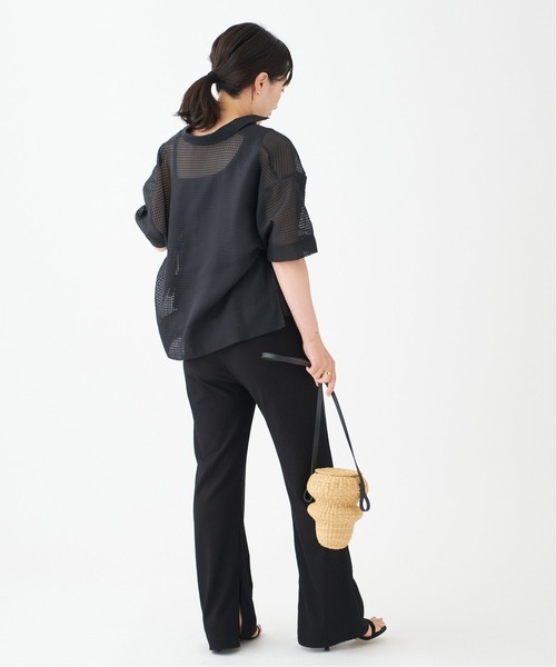 journal standard L'essage(ジャーナルスタンダードレサージュ)の「シアーチェックオープンカラーシャツ(シャツ/ブラウス・レディース・ホワイト/ブラック・FREE)」の3枚目の写真